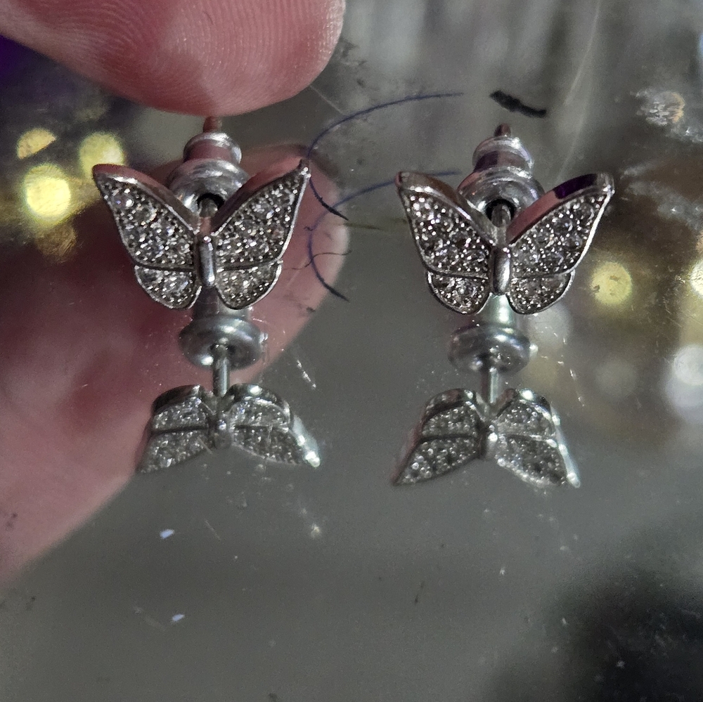 Silver butterfly earrings